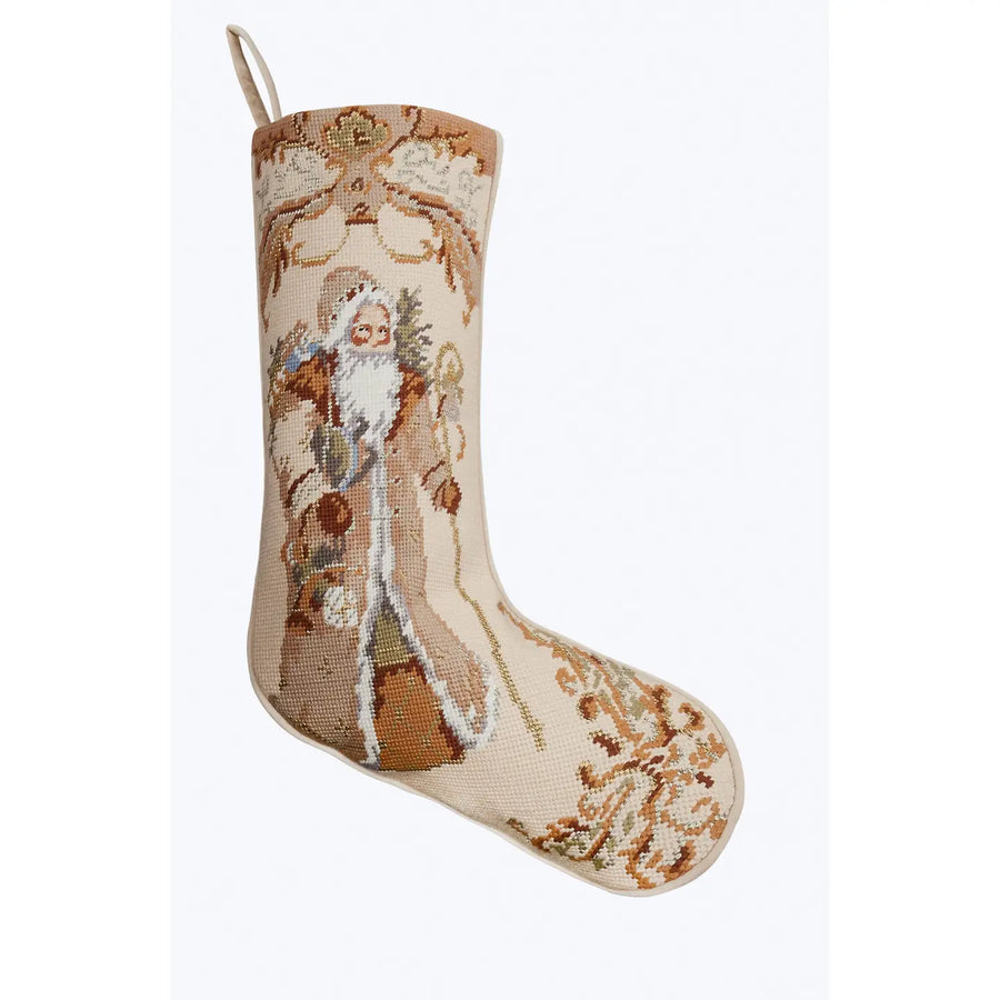 Santa Cream Embroidered Stocking