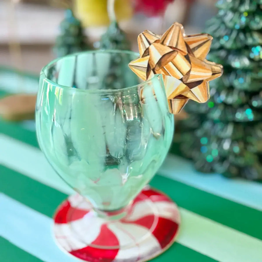 Holiday Bow Acrylic Drink Charm