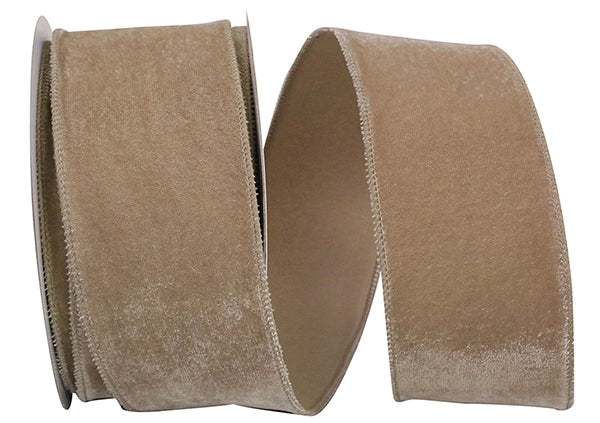 Regal Velvet Plush Wire Edge Ribbon, Taupe, 2.5"