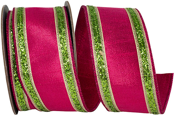 Glitter Stripe Fiesta Deluxe Wire Edge Ribbon, 2.5"