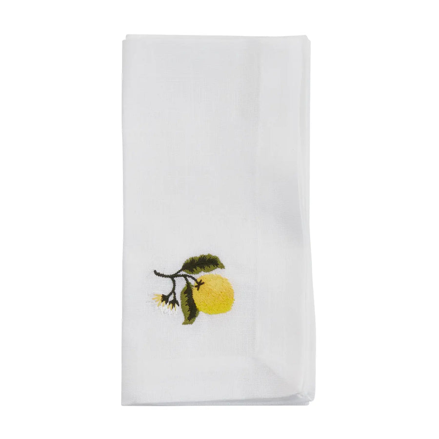 Embroidered Lemon Napkin, s/4
