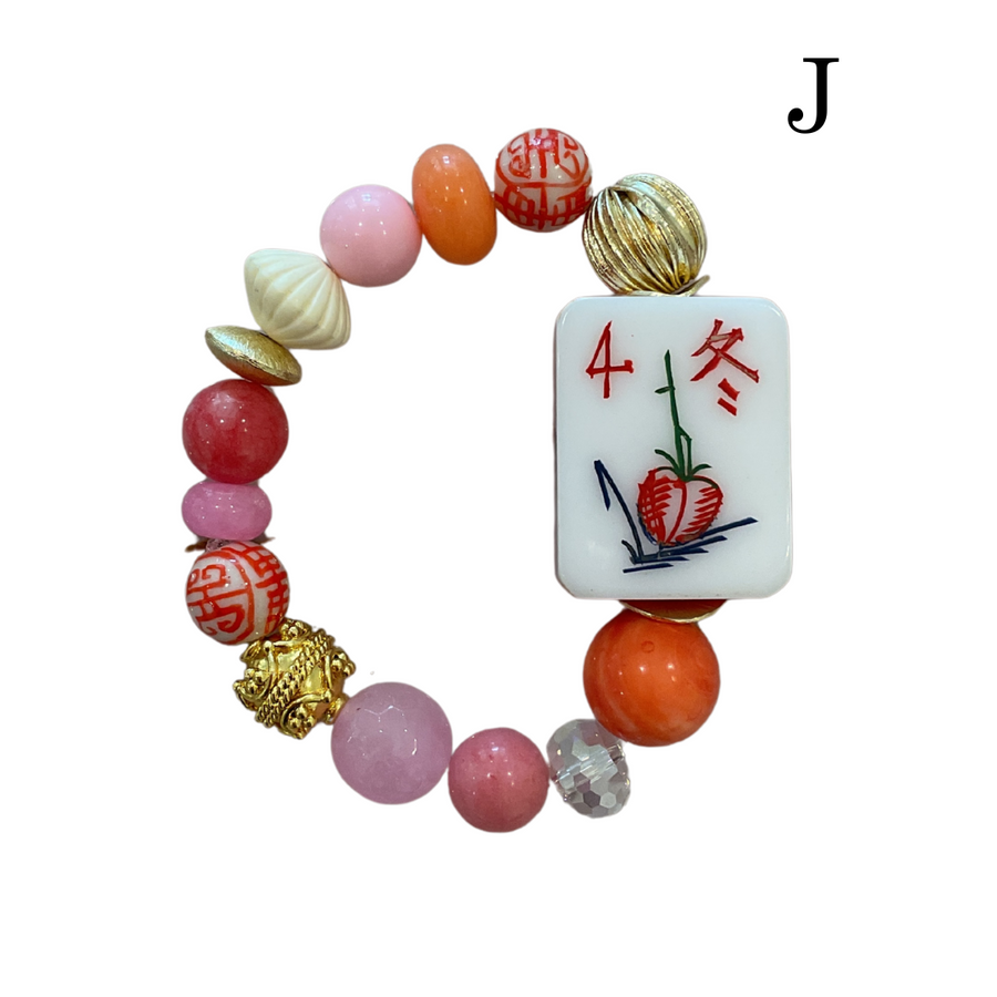 Beaded Mahjong Tile Bracelet