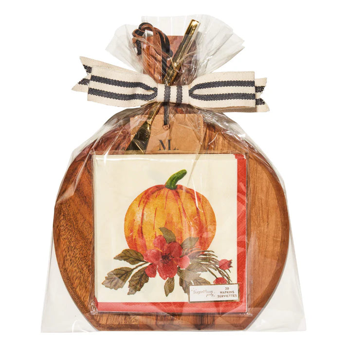 Pumpkin Acacia Bevel Board w/Gold Spreader