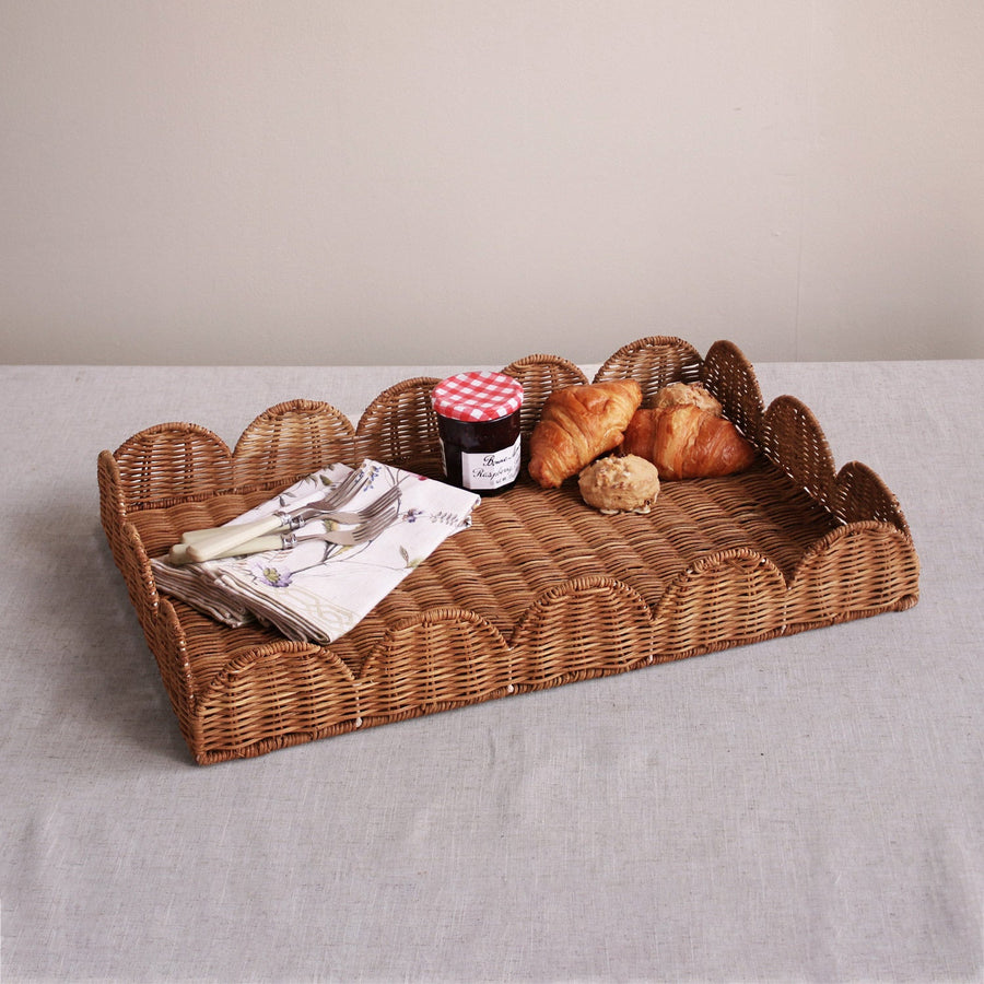 Rattan Scalloped Tray