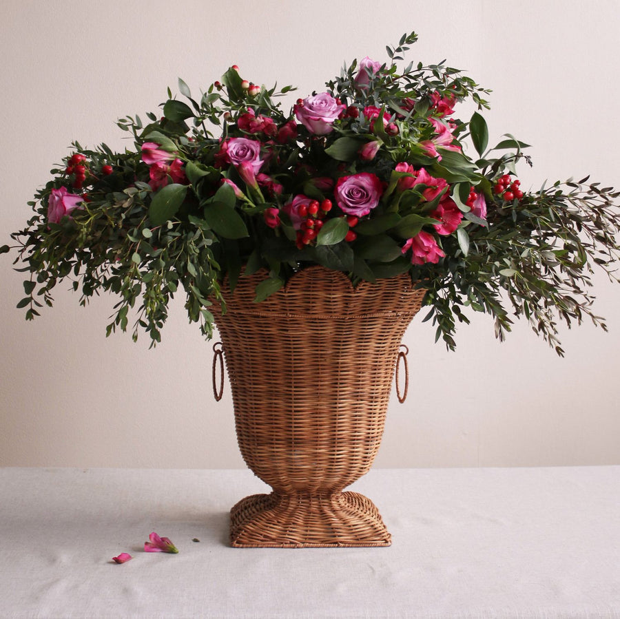 Rattan Scalloped Vase