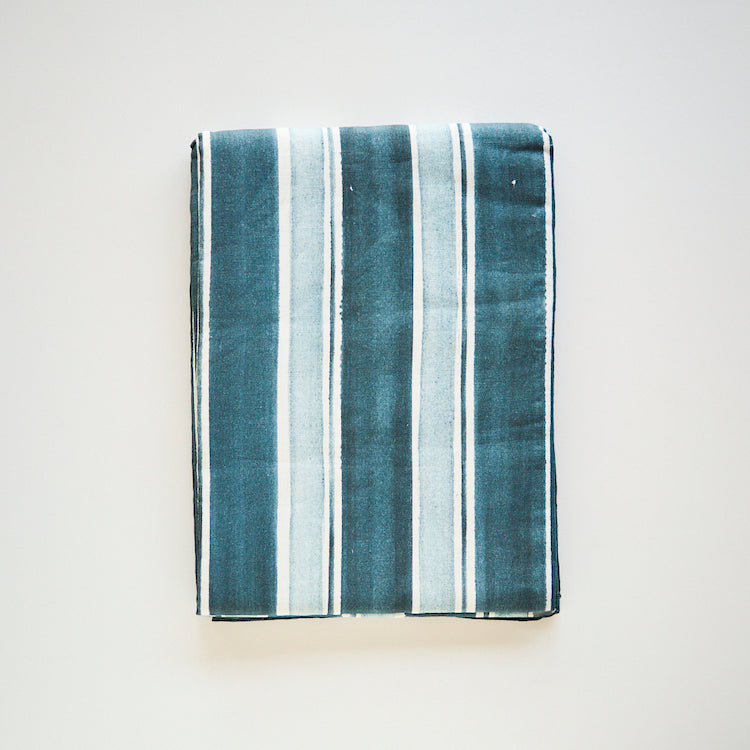 Blue/Grey Striped Tablecloth