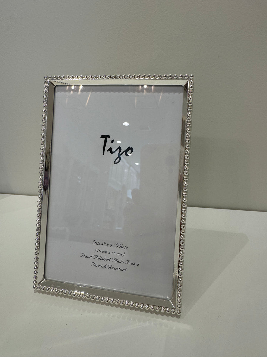 Silverplate Frame Beaded 4x6