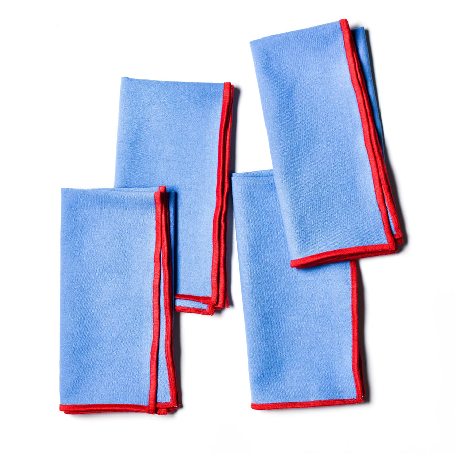 Color Block French Blue & Red Dinner Napkin