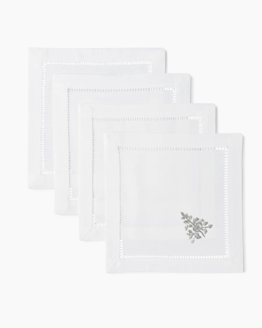 Silver Tree Cocktail Napkins, s/4