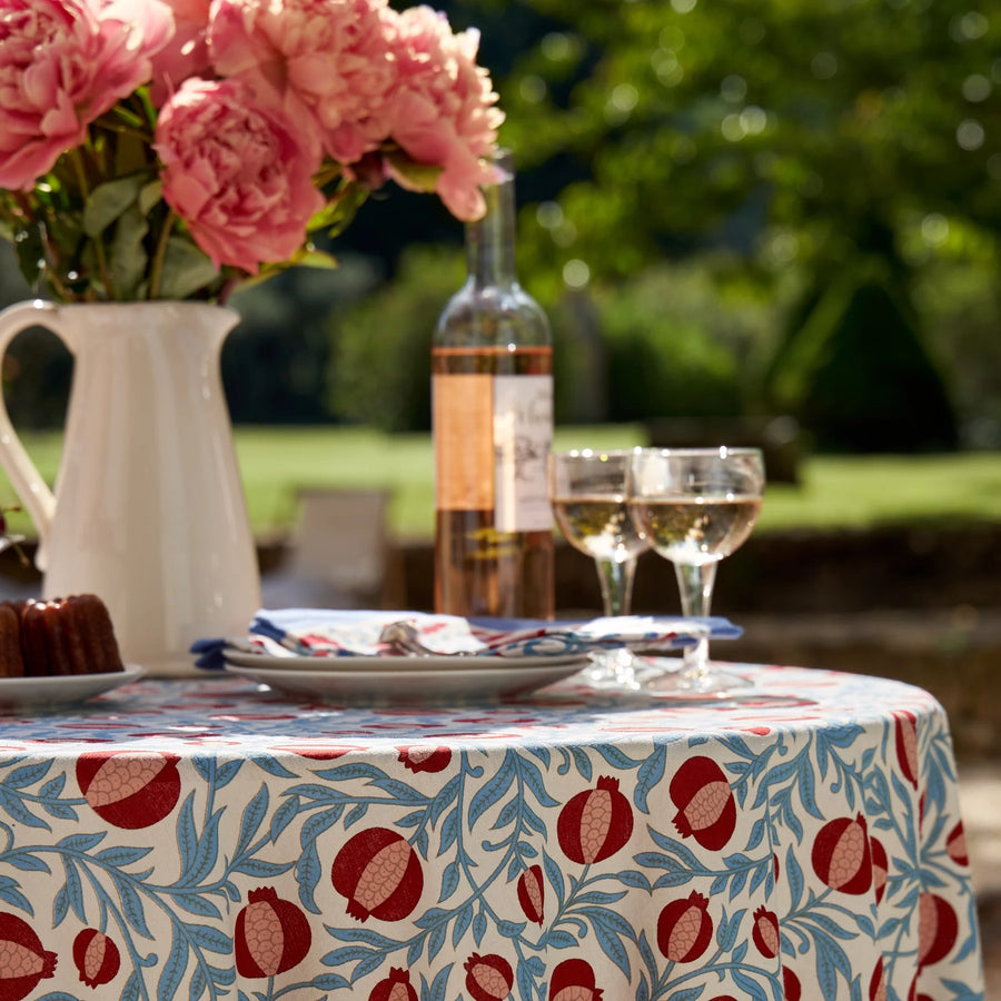 French Tablecloth Grenadine Red & Blue