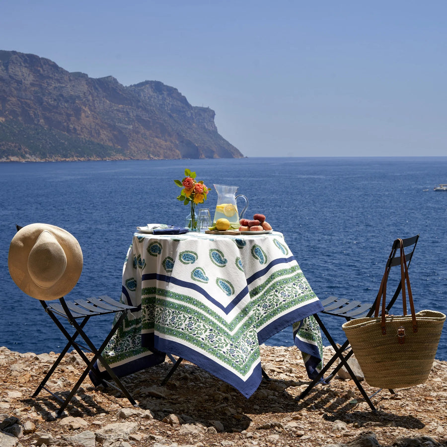 French Tablecloth Cassis Blue & Green