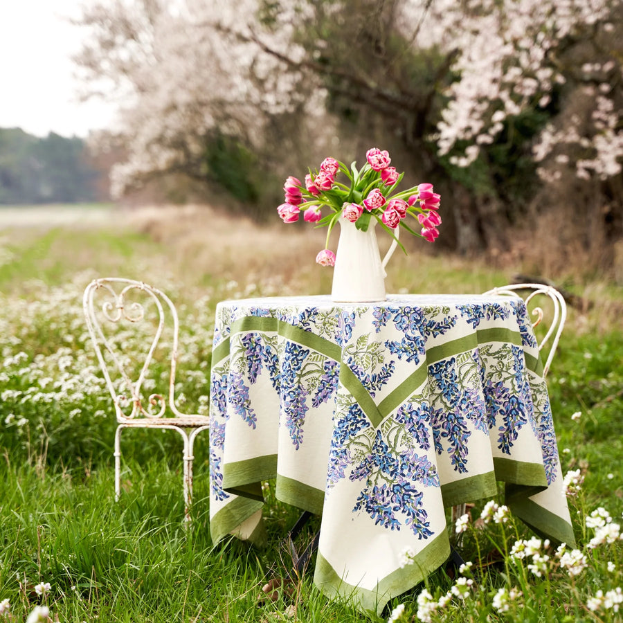 French Tablecloth Wisteria Green & Blue