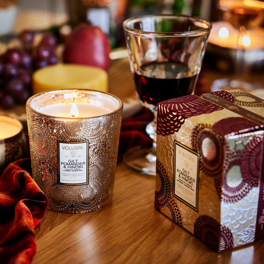 Voluspa Gilt Pomander & Hinoki Candle, 9 oz