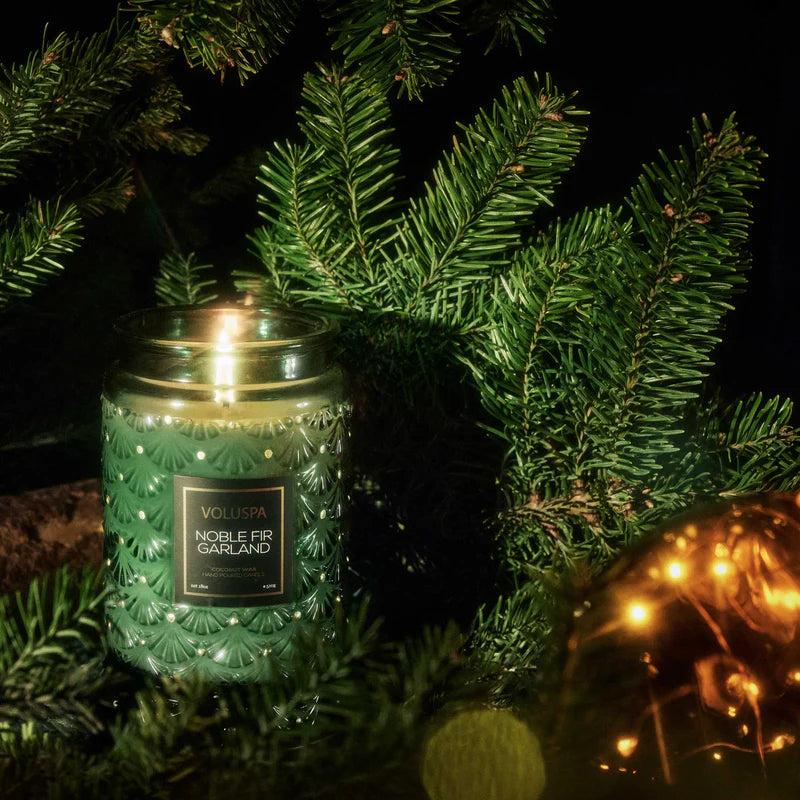 Noble Fir Garland Candle, 18 oz Large Jar