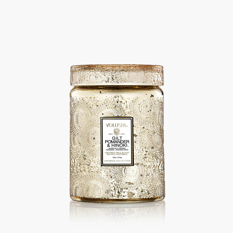 Voluspa Gilt Pomander & Hinoki Candle, 18 oz