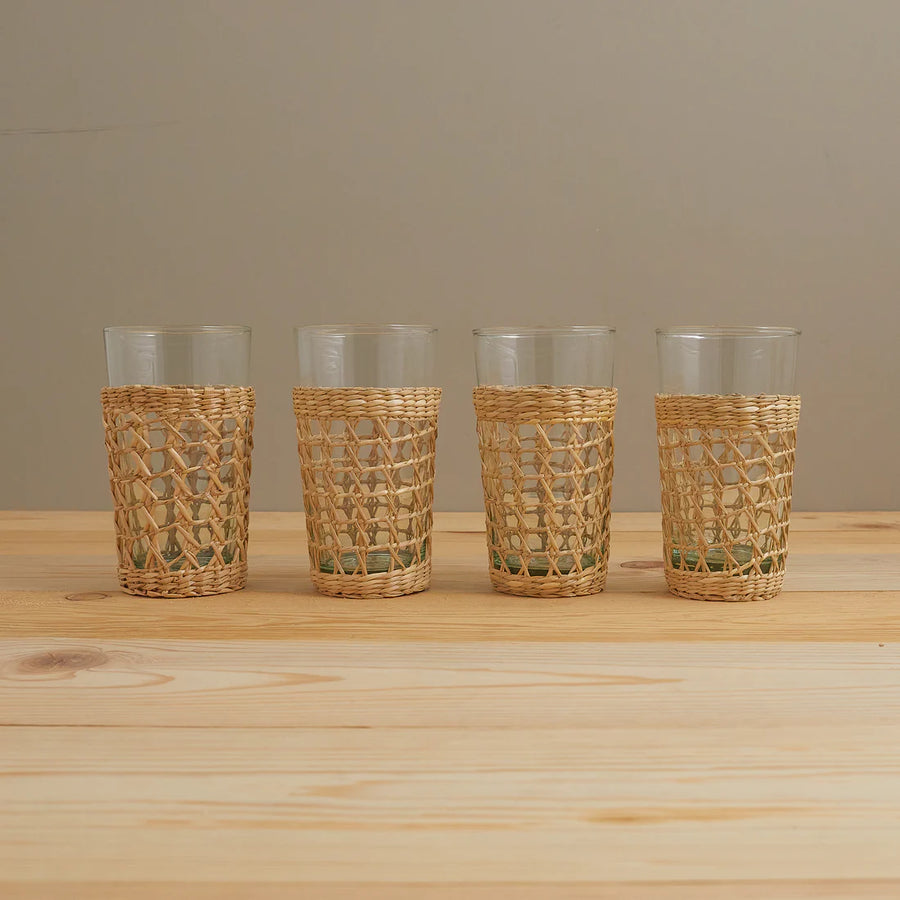 Seagrass Wrapped Highball Glasses, s/6