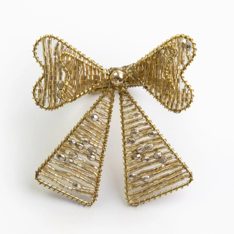 Beaded Gold Bow Napkin Ring, s/4