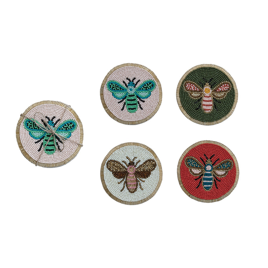 Insect Beaded Coasters, s/4