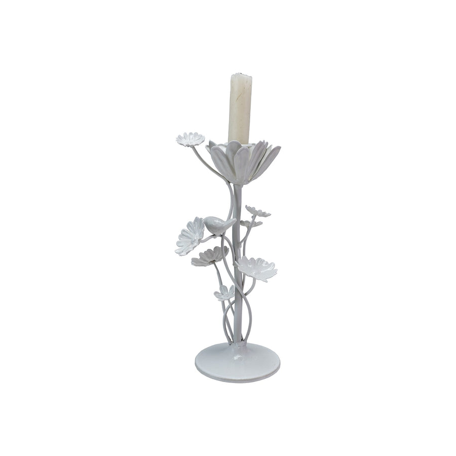 Metal Flower Taper Candle Holder