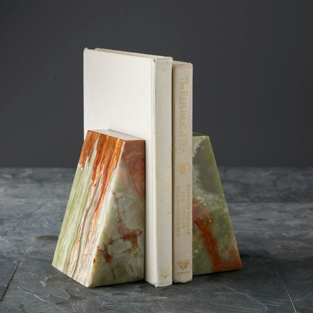 Zeus Verde Onyx Bookends