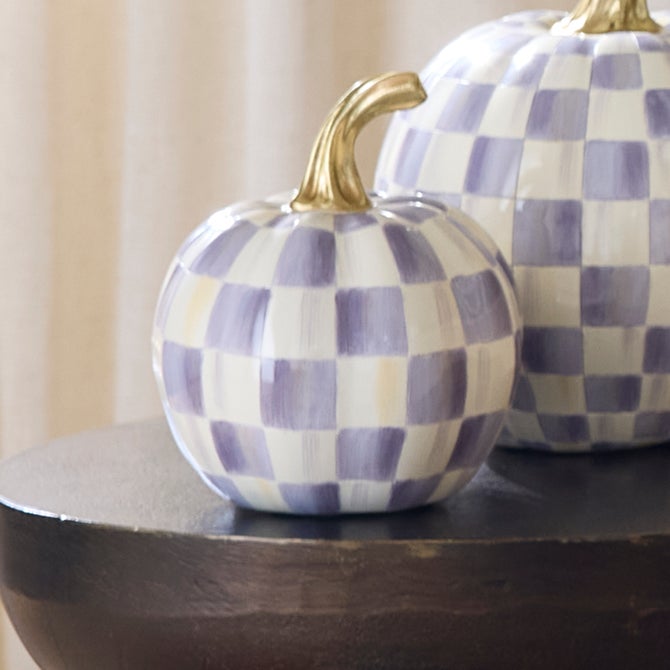 Mackenzie Childs Violet Check Mini Pumpkin