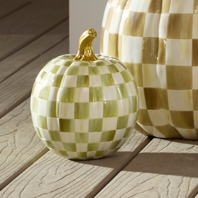 Mackenzie-Childs Moss Check Small Pumpkin