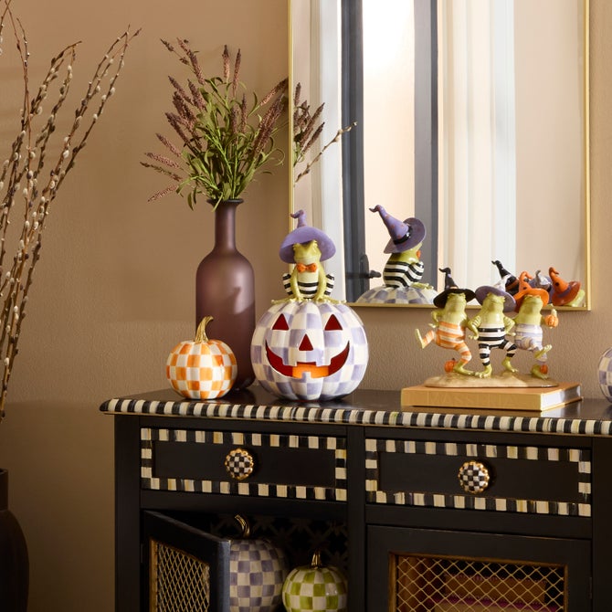 Mackenzie Childs Halloween Illuminated Frog Jack O’ Lantern