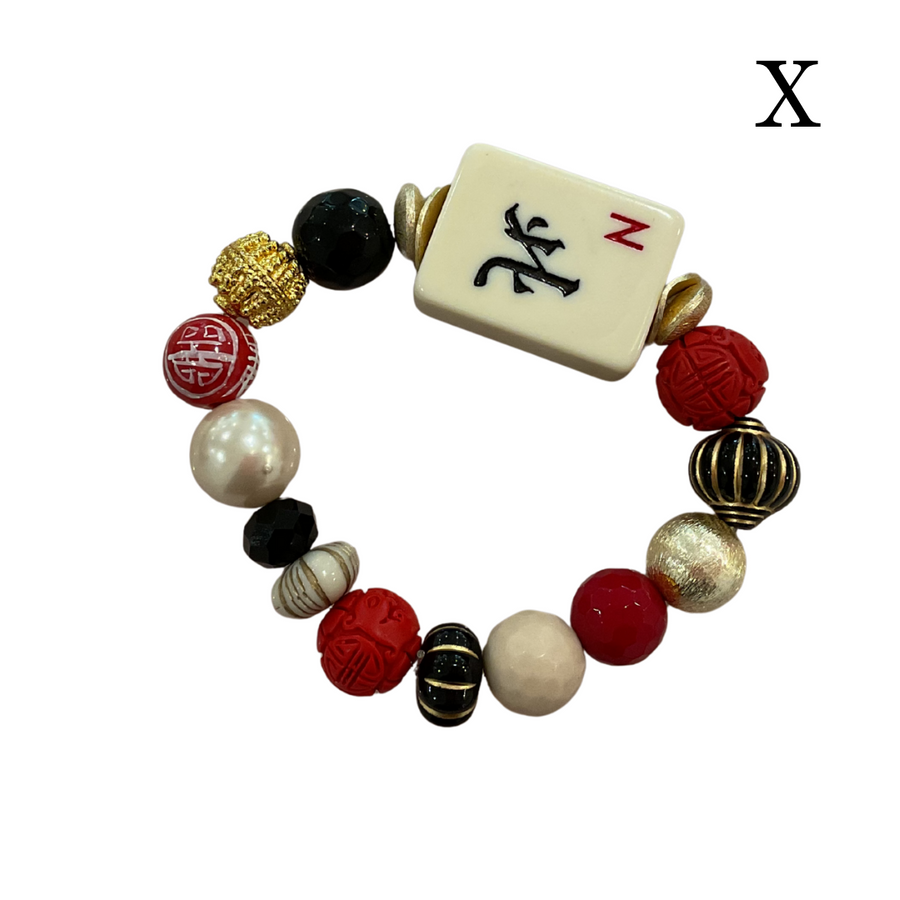 Beaded Mahjong Tile Bracelet