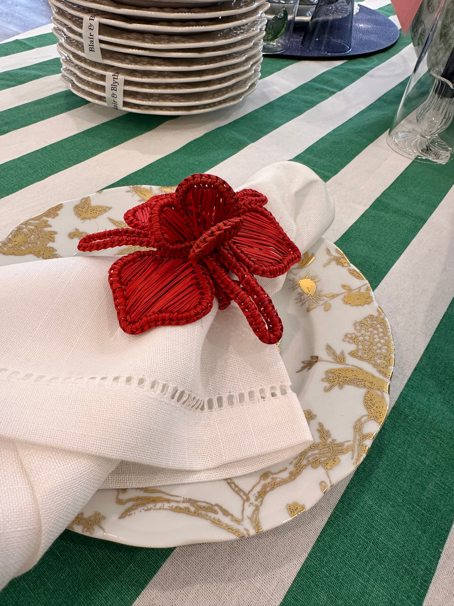 Orchid Woven Napkin Ring, Red, s/4