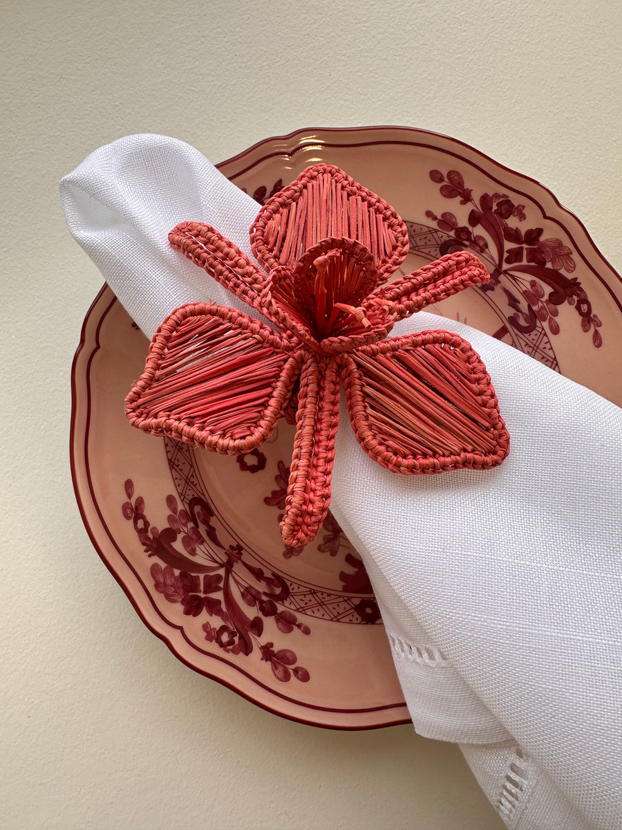 Orchid Woven Napkin Ring, Pink, s/4