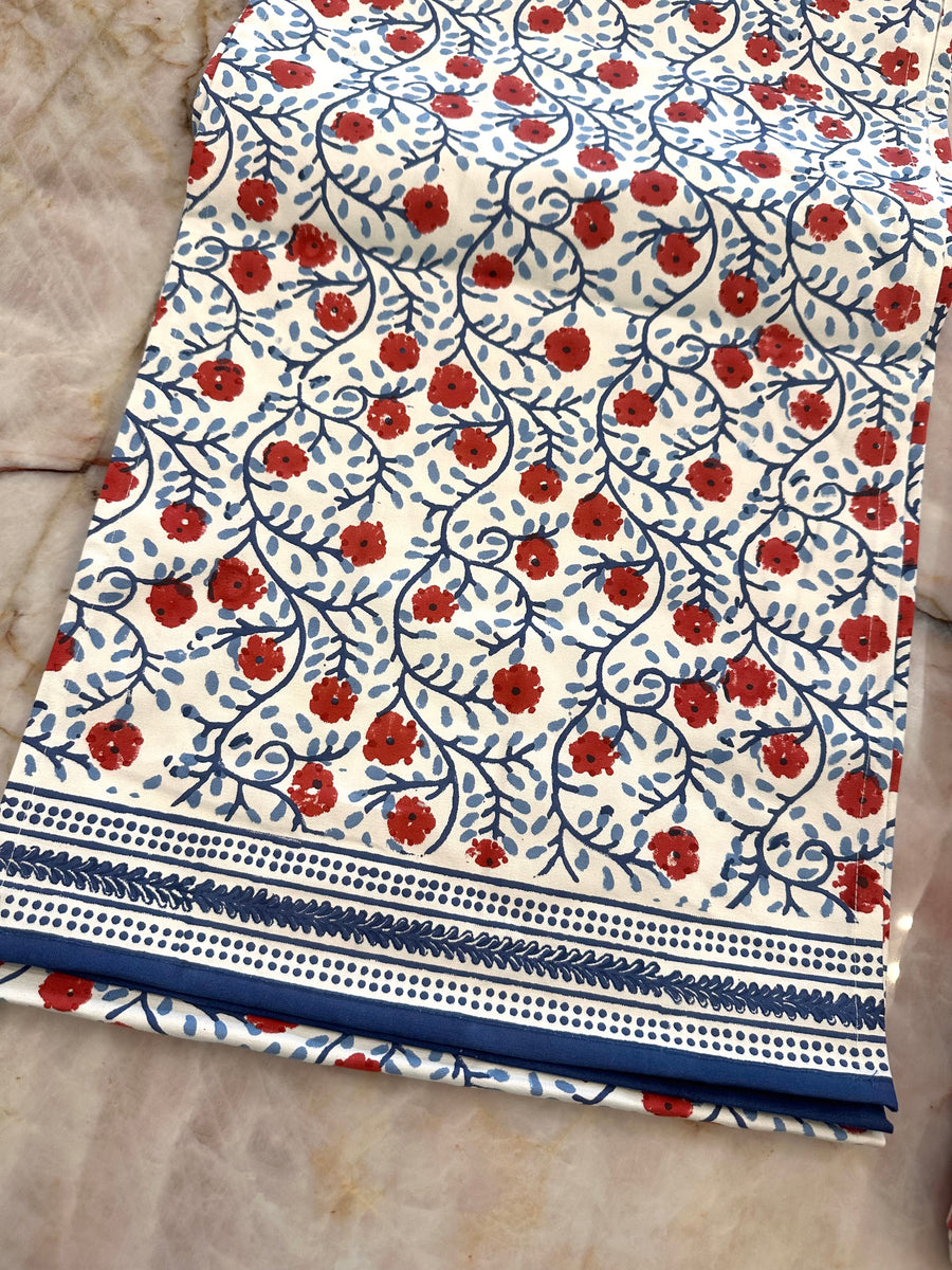 Floral Red & Blue Table Runner
