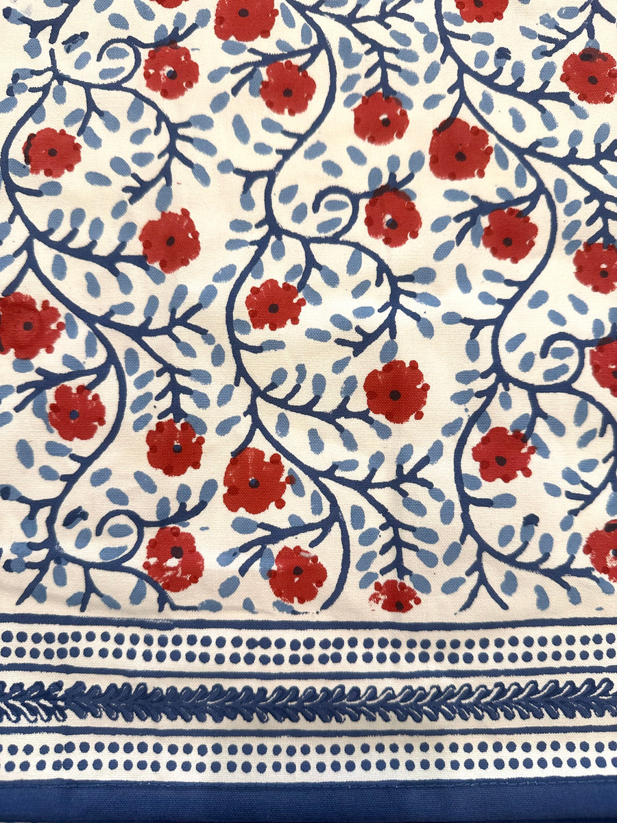 Floral Red & Blue Table Runner