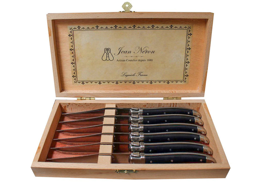 Laguiole 6 Piece Steak Knife Set, Platine Black