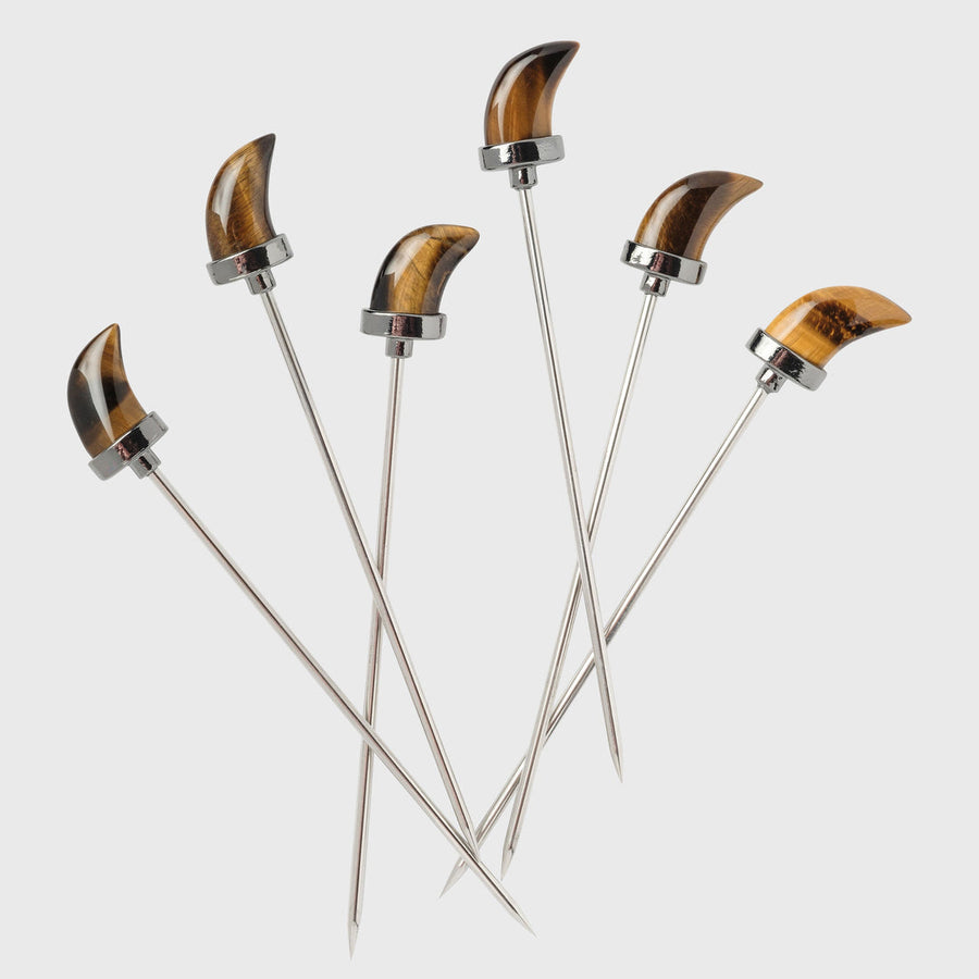 Horn Cocktail Picks, Tiger's Eye