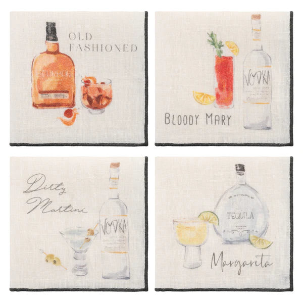 Speakeasy Linen Cocktail Napkins, s/4