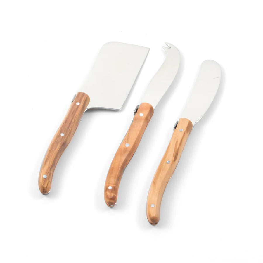 Laguiole 3 Piece Mini Cheese Utensil Set, Olivewood