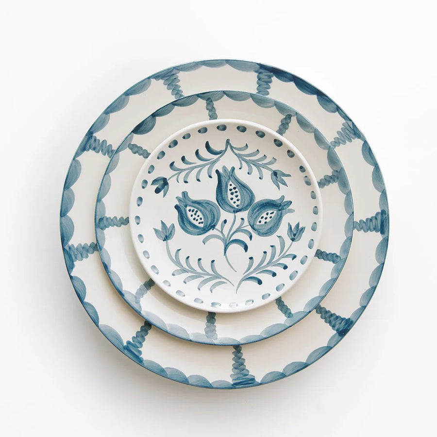 Pomegranate Trio Vine Teal Dinner Plate - Set of 2