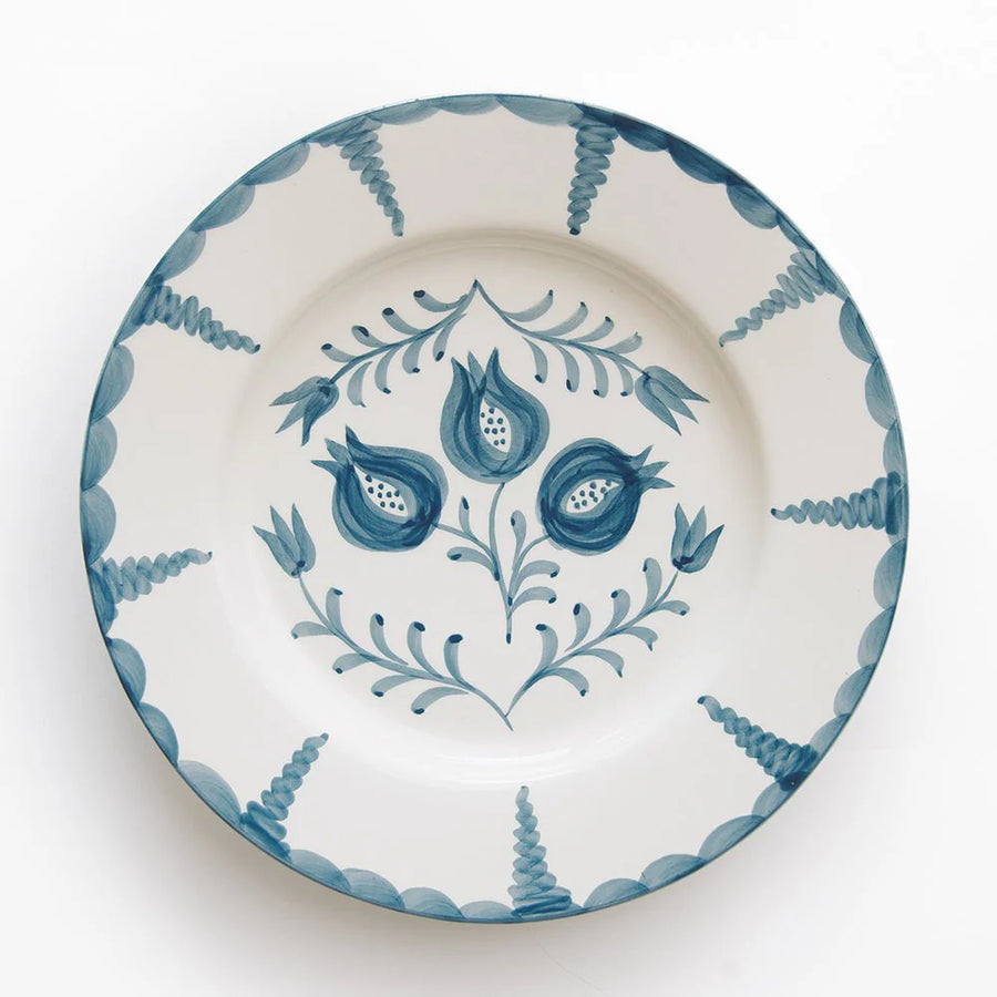 Pomegranate Trio Vine Teal Dinner Plate - Set of 2