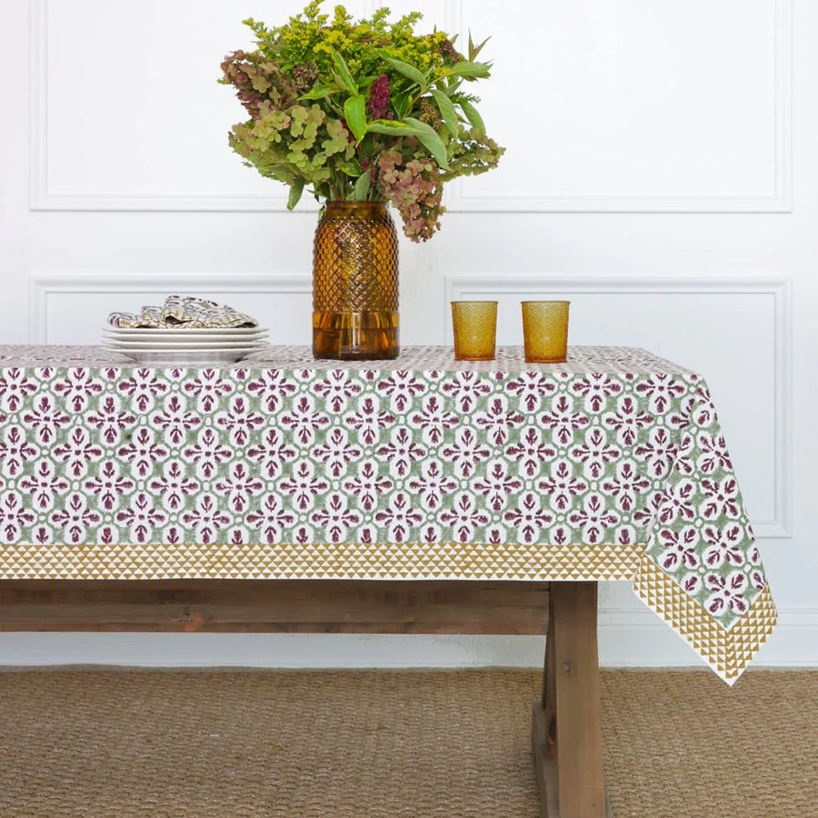 Fleur De Lis Antique Jade Tablecloth