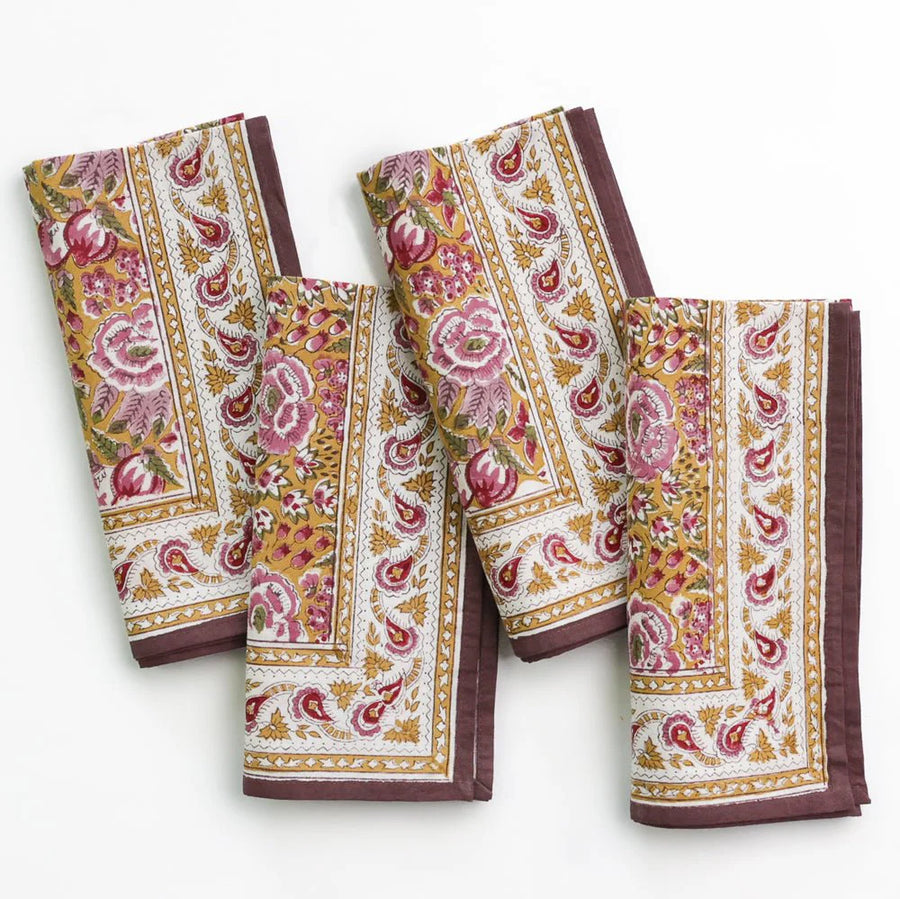 Pomegranate Garden Plum & Ochren Dinner Napkins, s/4