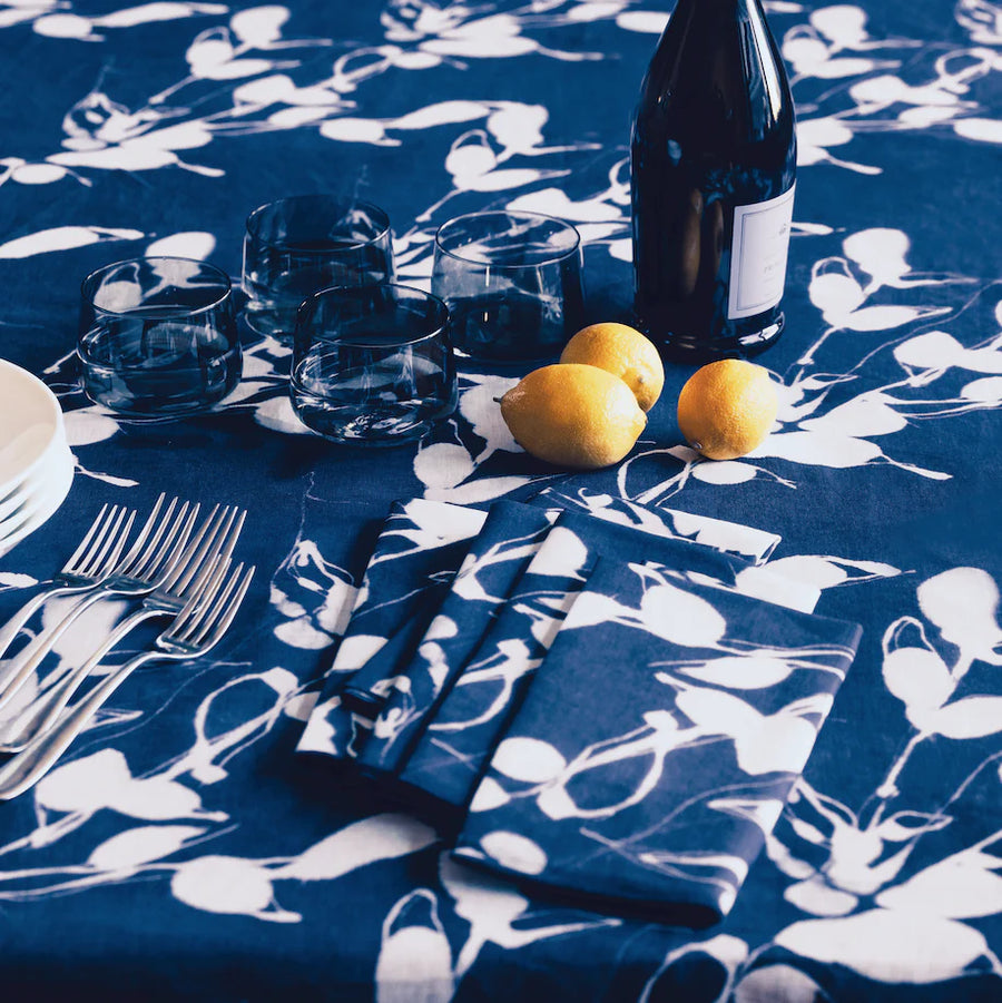 Porto Print Tablecloth, Indigo, 60x120