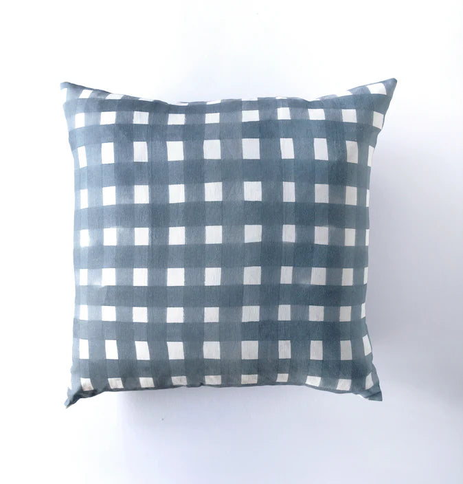 Blue Cross Hatch Pillow