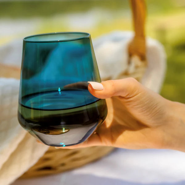 Multi Colored Stemless Wine Glasses, s/6