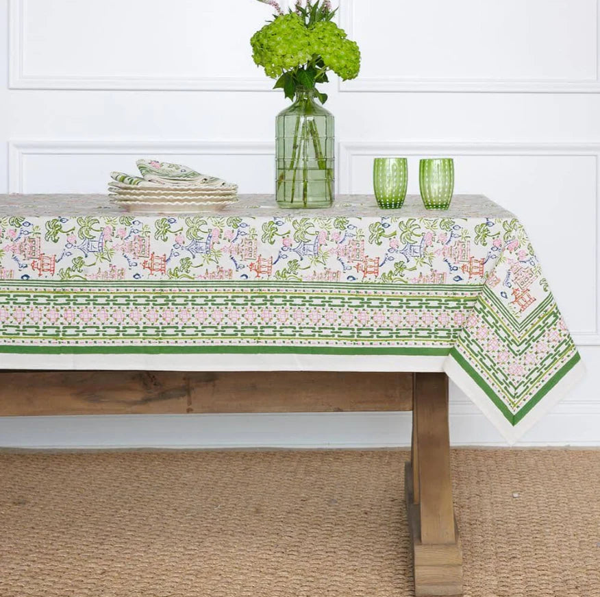 Palms and Pagodas Tablecloth, 55x55