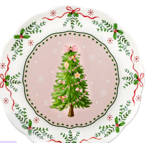 Pink Christmas Tree Dinner Plate
