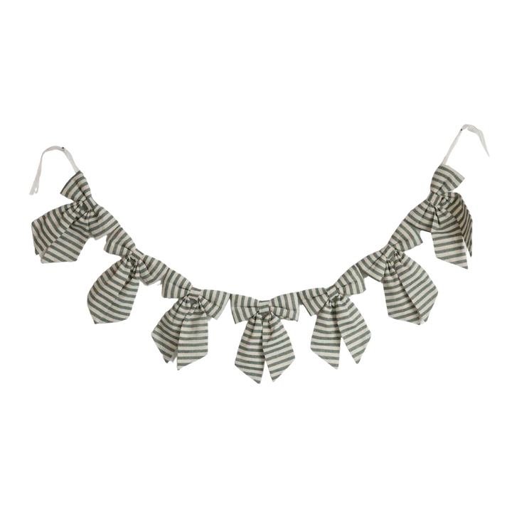 Striped Green & Gold Bow Garland