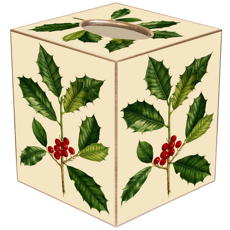 American Holly on Ivory Tissue Box Cover