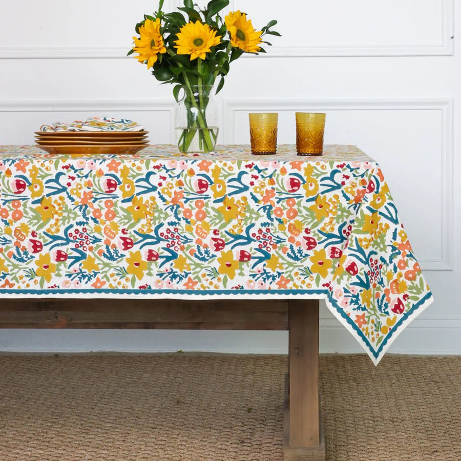 Teal Garden Tablecloth, 55x55