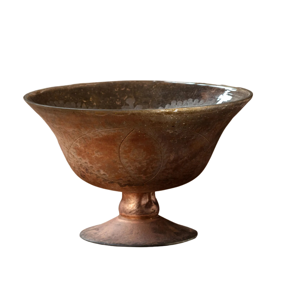 Antique Copper Etched Compote