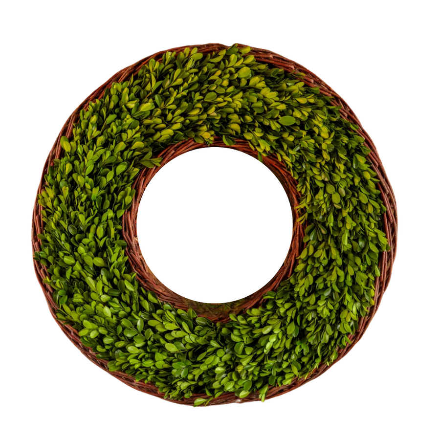 Preserved Boxwood Wreath in Basket